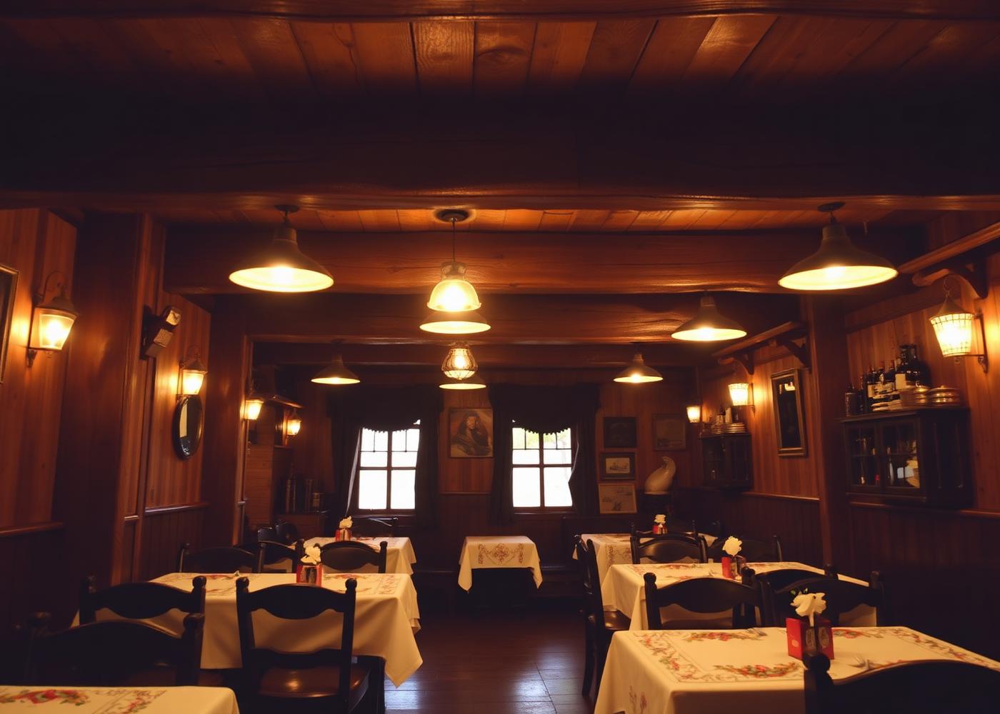 Interiorul tavernei La Cocoșu' Roșu